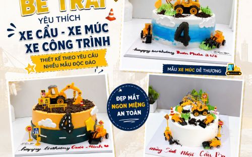 Bánh Kem Xe Múc, Xe Cẩu, Xe Công Trình – Món Quà Sinh Nhật Đặc Biệt Dành Cho Bé Trai