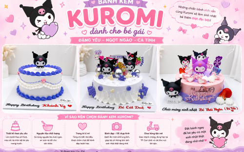 Bánh Kem Kuromi Siêu Hot Không Ngừng Dành Cho Bé Gái Tại Bánh Kem Kim Yến
