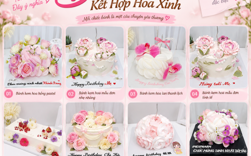 Top 8 mẫu bánh kem kết hợp hoa xinh đẹp, tinh tế tại Bánh Kem Kim Yến