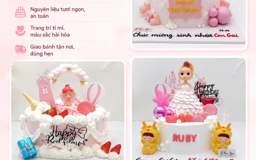 Bánh Kem Bé Gái Công Chúa Tone Hồng – Ngọt Ngào Và Dễ Thương Cho Bé Yêu