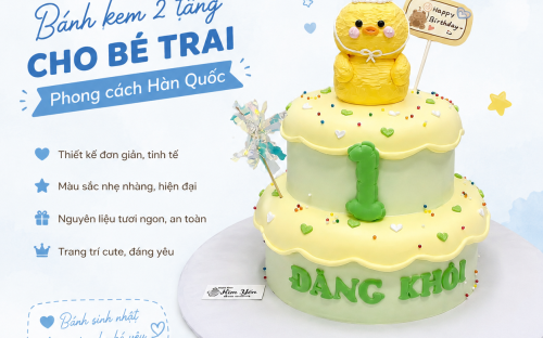 Bánh kem 2 tầng cho bé trai phong cách Hàn Quốc có gì đặc biệt?