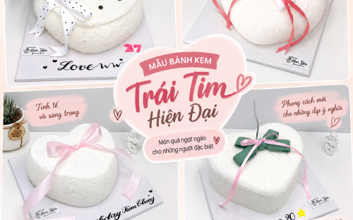 Mẫu bánh kem trái tim hiện đại hot 2026: Tối giản nhưng vẫn đầy cảm xúc