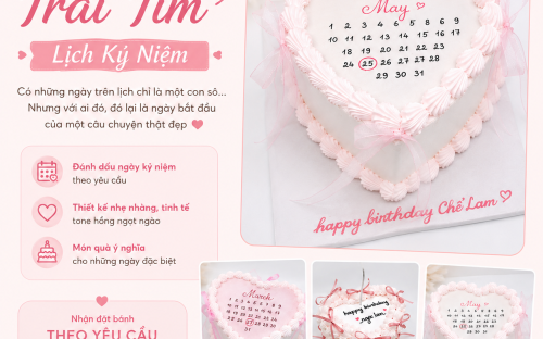 Bánh Kem Trái Tim Viết Lịch Kỷ Niệm Tone Hồng – Lưu Giữ Những Ngày Đặc Biệt Bằng Sự Ngọt Ngào