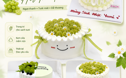 Bánh Kem Tone Trắng Kết Hợp Nho Xanh – Vẻ Đẹp Thanh Lịch Chinh Phục Mọi Khách Hàng