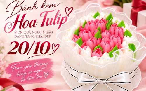 Bánh kem hoa Tulip 20/10 – Món quà ngọt ngào thay lời yêu thương