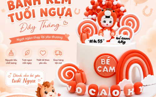 Bánh Kem Đầy Tháng Tuổi Ngựa Dễ Thương – Món Quà Ngọt Ngào Cho Bé Yêu