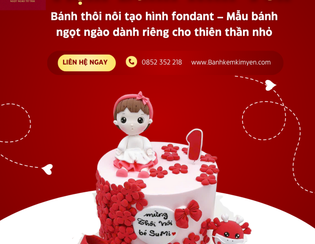 Bánh thôi nôi tạo hình fondant – Mẫu bánh ngọt ngào dành riêng cho thiên thần nhỏ