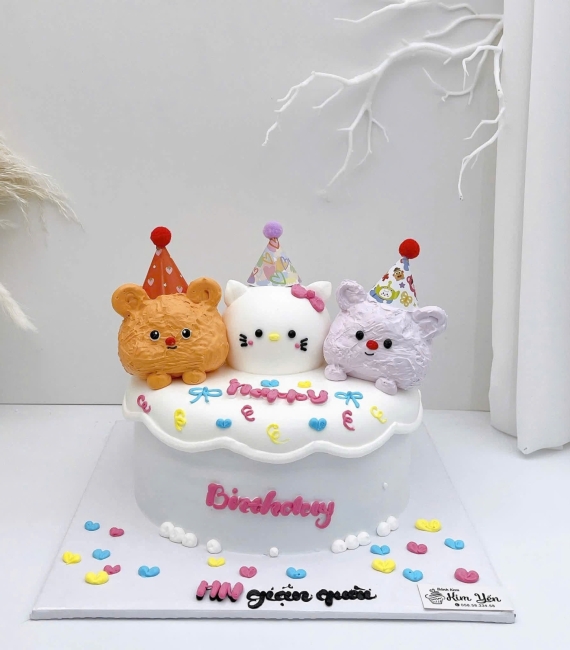 Bánh kem hàn quốc dễ thương tone tím pastel 