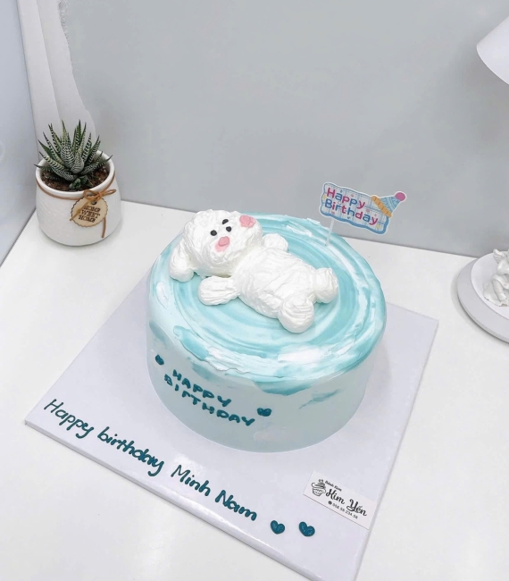 Bánh kem hàn quốc tone xanh dương hot hiện nay 