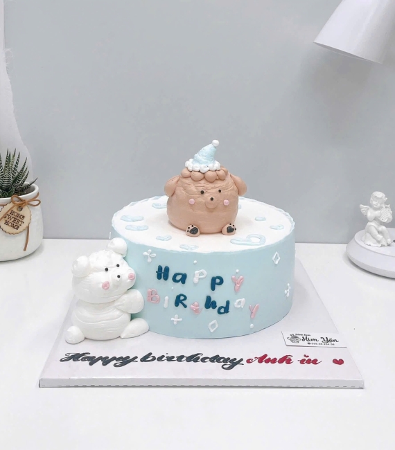 Bánh kem hàn quốc vẻ hình 2 chú gấu 