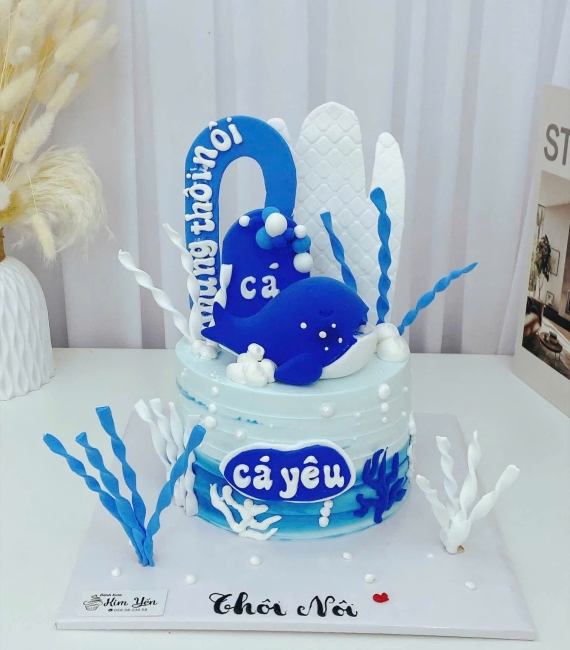 Bánh kem dành cho thôi nôi dành cho bé trai yêu thích biển 