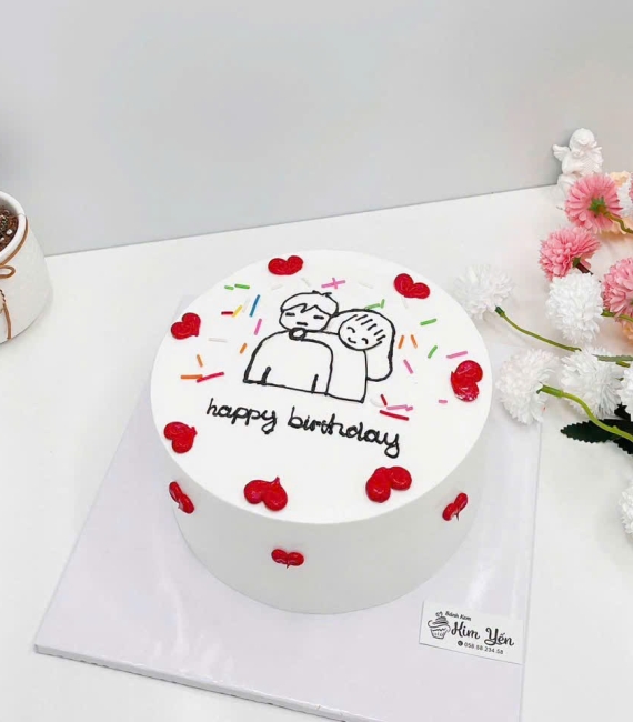 Bánh kem hàn quốc vẻ hình chibi cặp đôi đáng yêu 