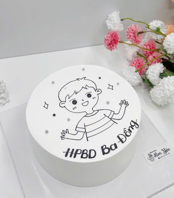 Bánh kem tặng ba yêu vẻ hình chibi theo yêu cầu 