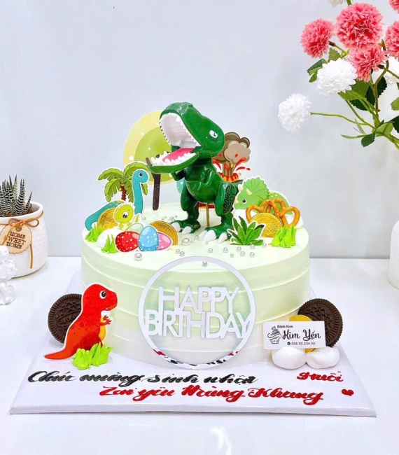 Bánh kem dành cho bé trai yêu thích khủng long hiện nay 