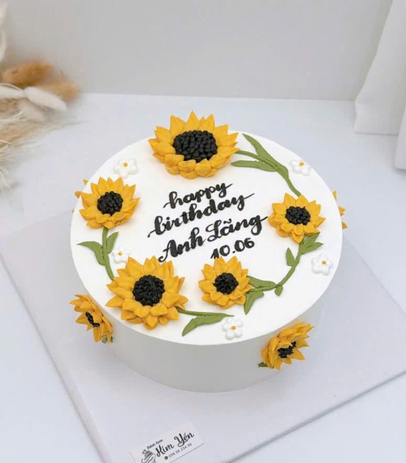 Bánh kem hàn quốc yêu thích hoa hướng dương 