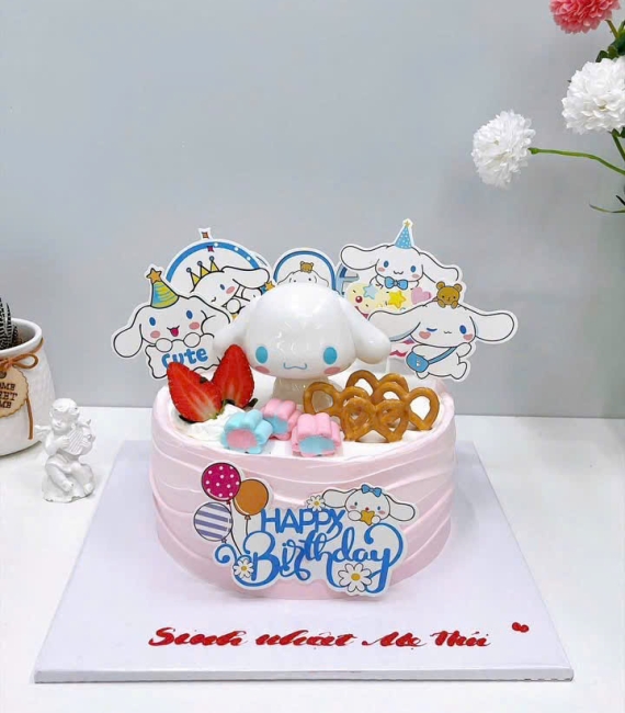 Bánh sinh nhật tặng bé yêu tone hồng 