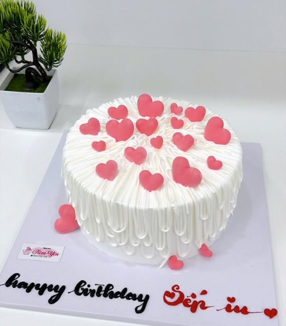 Bánh kem tone hồng trái tim tặng người yêu siêu hot 