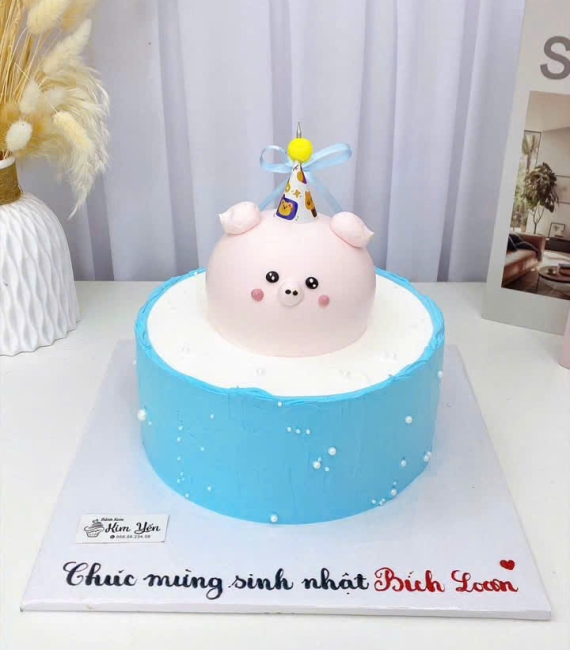 Bánh kem hàn quốc tone xanh hot 