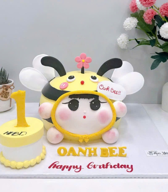 Bánh kem hàn quốc tạo hình đáng yêu cho bé gái 1 tuổi 