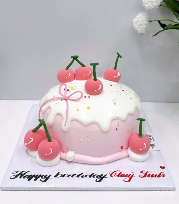 Bánh sinh nhật dành cho bé gái yêu thích tone hồng 
