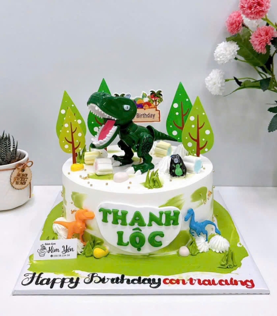 Mẫu bánh kem bé trai yêu thích khủng long 
