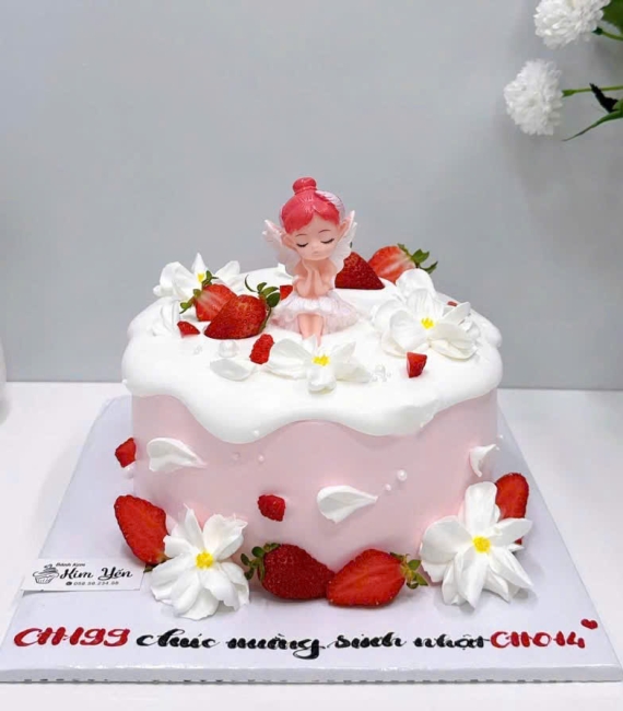 Mẫu Bánh sinh nhật bé gái tone hồng hot 2026