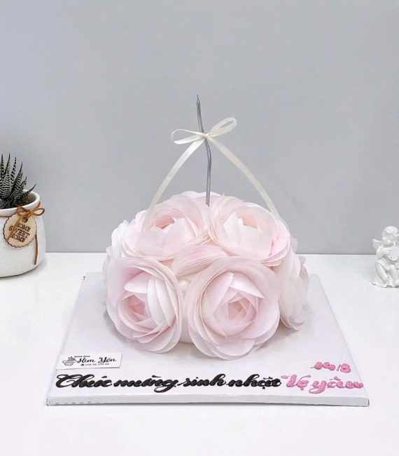 Mẫu bánh giấy gạo tặng vợ yêu tone hồng 