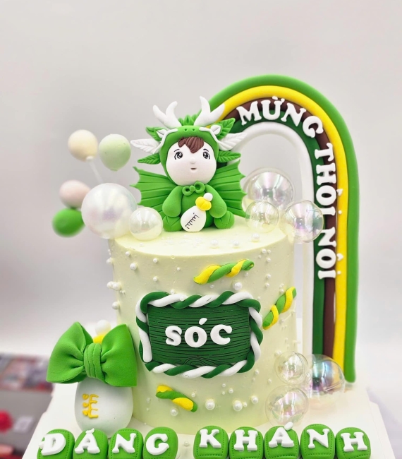 Bánh fondant thôi nôi chủ đề Khủng Long