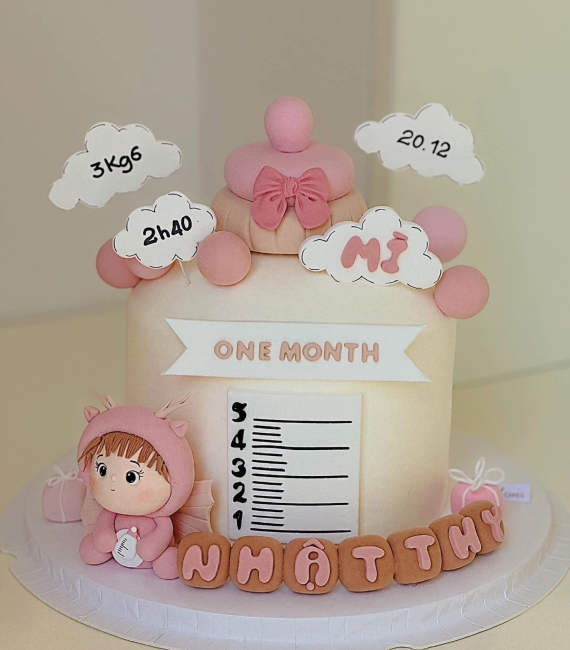 Bánh thôi nôi fondant chủ đề Baby Shark