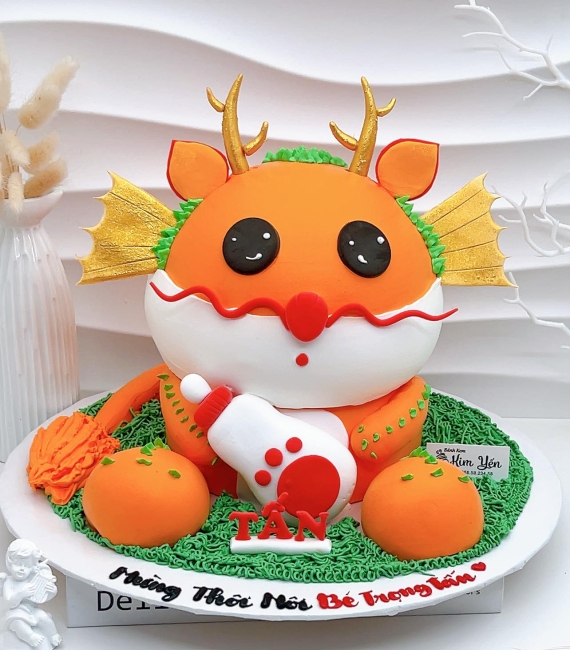 Bánh fondant thôi nôi chủ đề khủng long