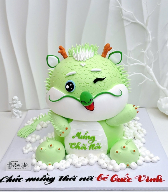Bánh fondant thôi nôi chủ đề rồng đáng yêu