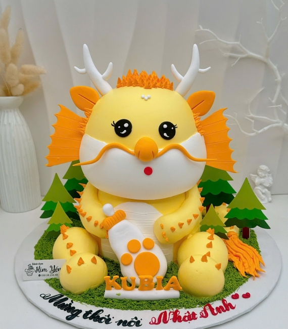 Bánh fondant thôi nôi chủ đề khủng long