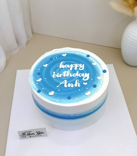 Bánh kem hàn quốc tone xanh tặng anh yêu