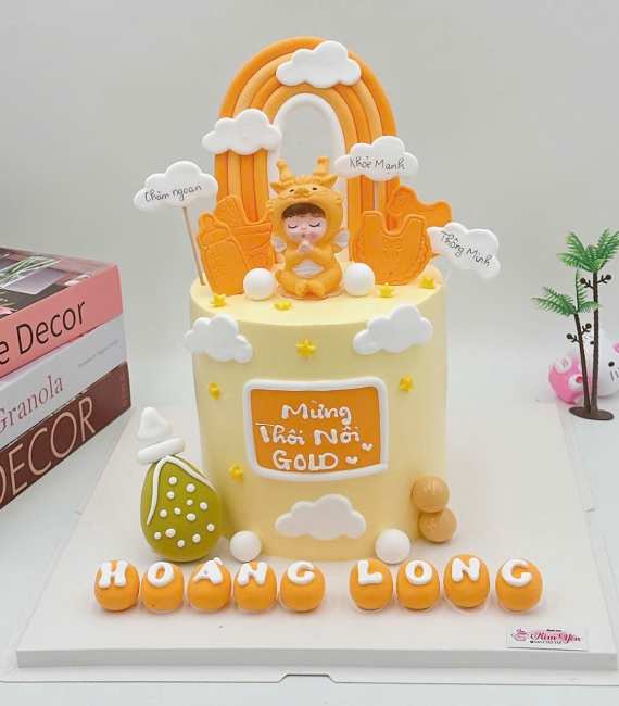 Mẫu bánh thôi nôi tone vàng 