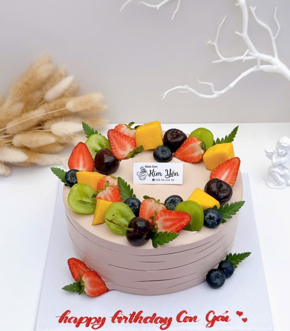 Mẫu bánh kem socola mừng sinh nhật trái cây