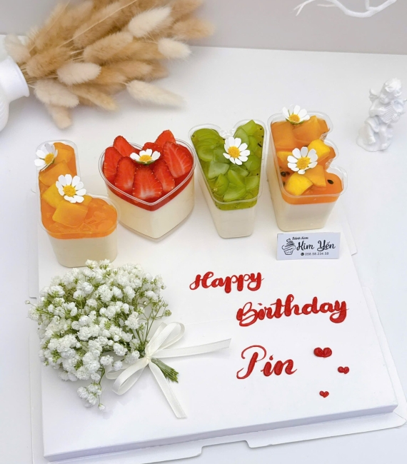 Set Panacotta Trái Cây Nhiệt Đới sếp hình chữ Love