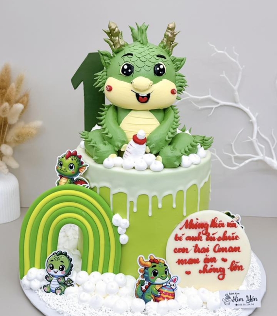 Bánh Kem Thôi Nôi Tone Hồng bánh kem dành cho bé trai 1 tuổi 