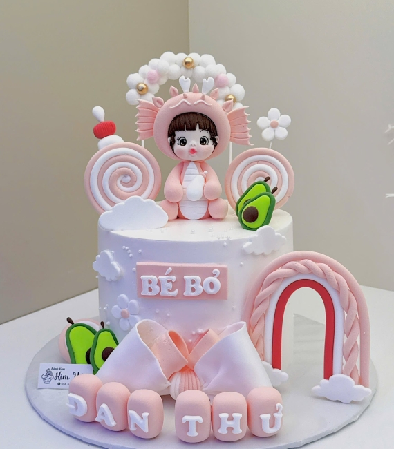Bánh Kem Thôi Nôi đầy tháng đẹp 2025 dành cho bé gái