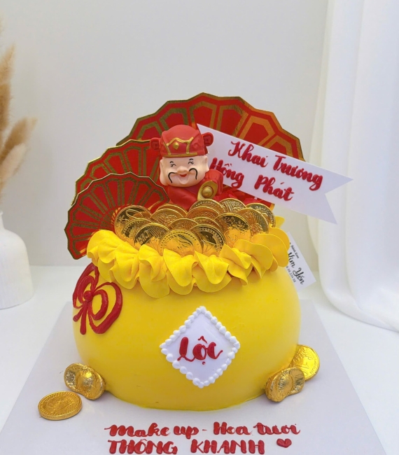 Bánh kem khai trương tiệm makeup hoa tươi