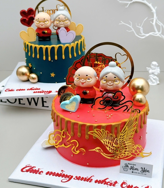 Bánh kem mừng thọ dành tặng ông bà mẫu đẹp 2025