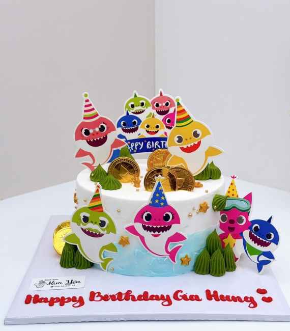 Bánh kem dành cho bé trai mê baby shark