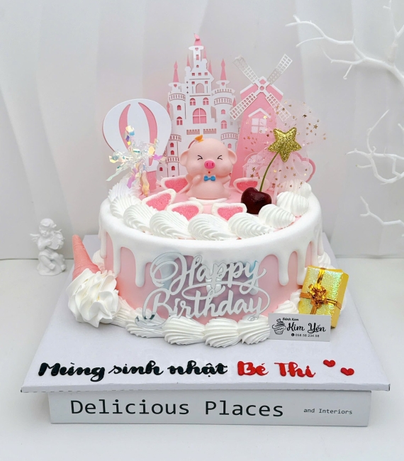 Bánh kem dành cho bé gái lâu dài xinh xắn