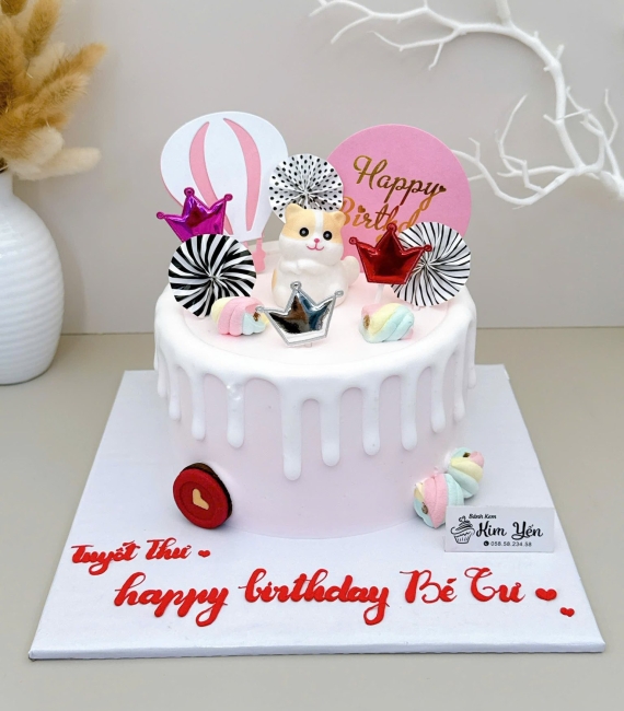 Bánh kem dành cho bé gái lên 10 tuổi tone hồng