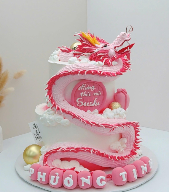 Bánh Kem thôi nôi tuổi rồng dành cho bé gái mẫu cao cấp 
