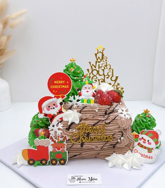 Bánh kem giáng sinh khúc gỗ thông noel