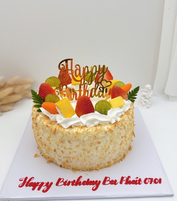 Bánh kem bắp hạnh nhân mừng sinh ba yêu