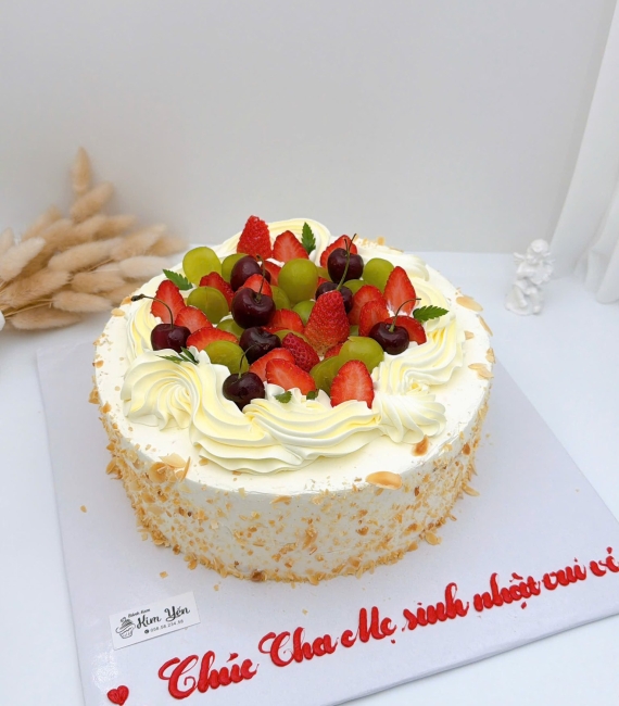 Bánh kem bắp  hạnh nhân chúc mừng cha mẹ