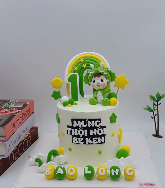 Bánh Kem Thôi Nôi Chú Rồng Xanh mừng bé 1 tuổi 