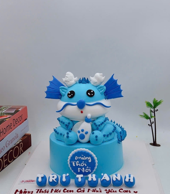 Bánh Kem Thôi Nôi Chú Rồng Xanh Dương mừng bé 1 tuổi 