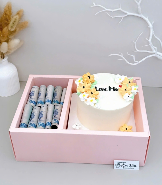 Mẫu sét bánh kem và tiền tặng mẹ yêu 